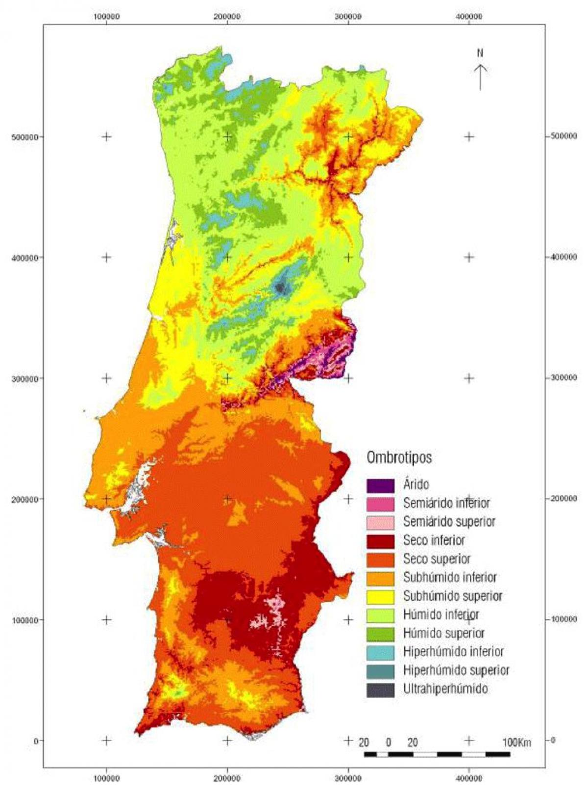 Mapa de temperatura de Portugal