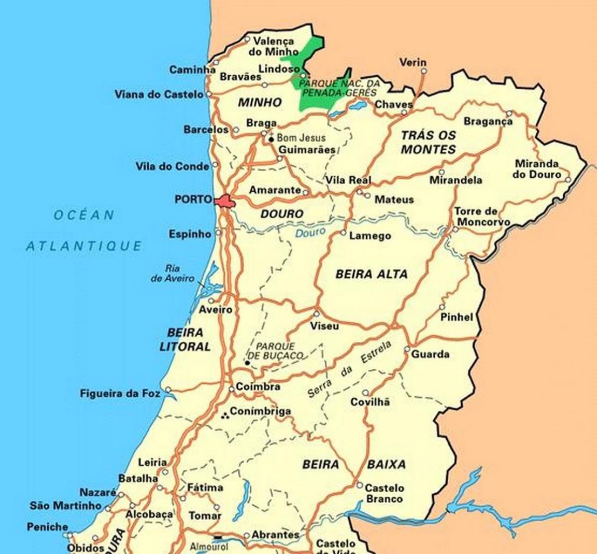 Mapa do Norte de Portugal