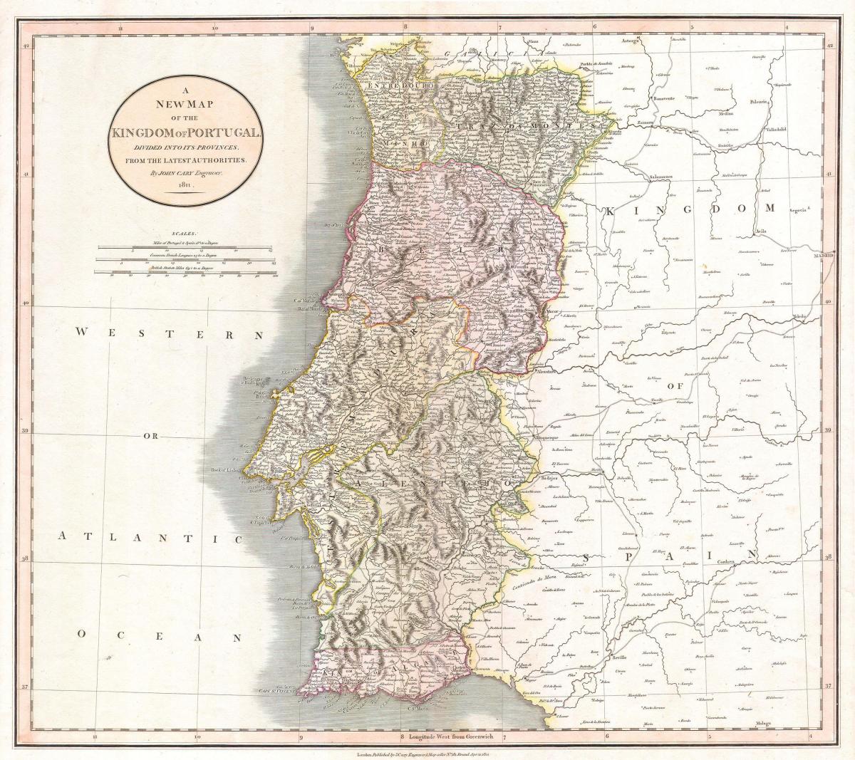 Mapa histórico de Portugal