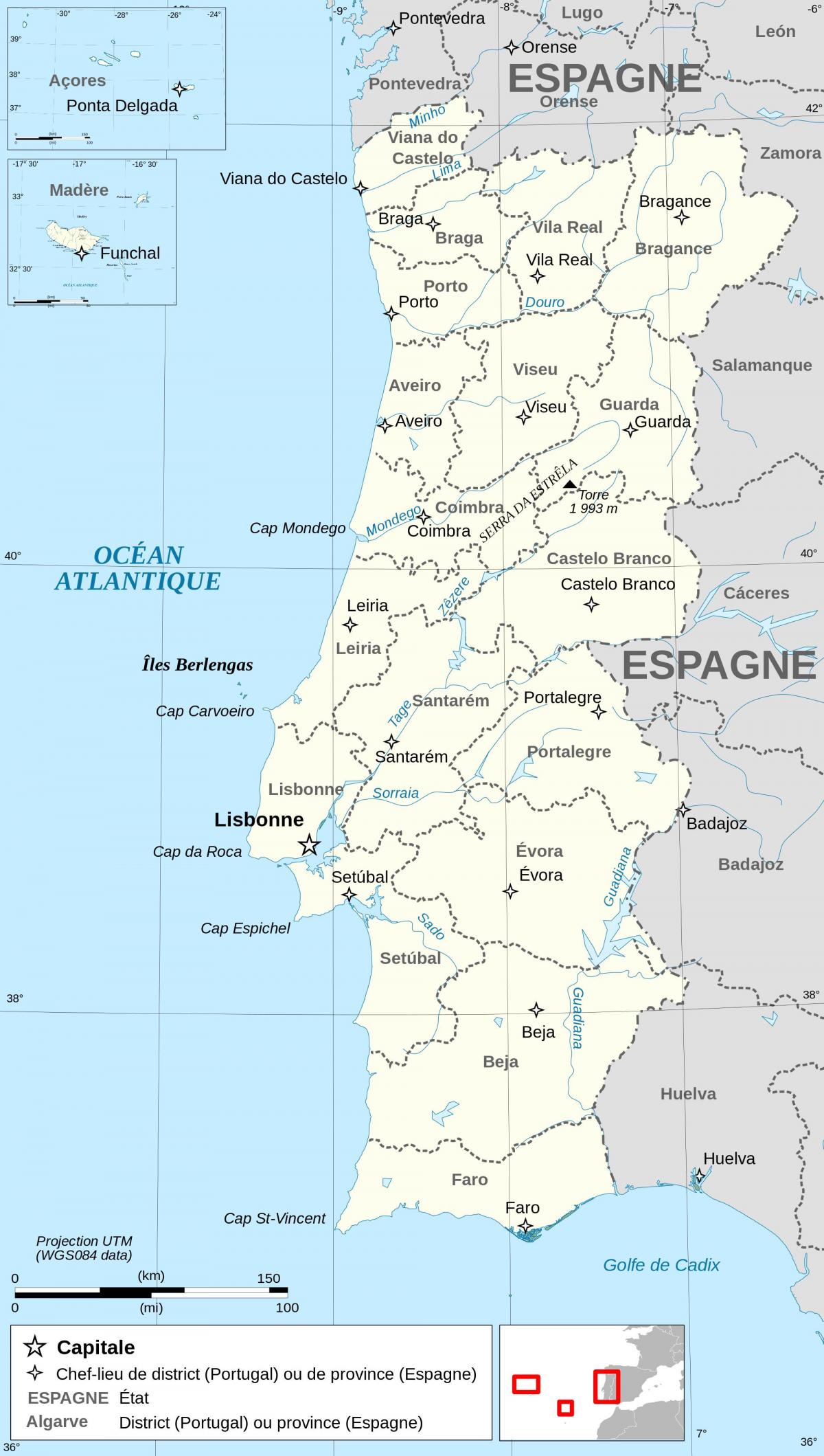Mapa do país Portugal