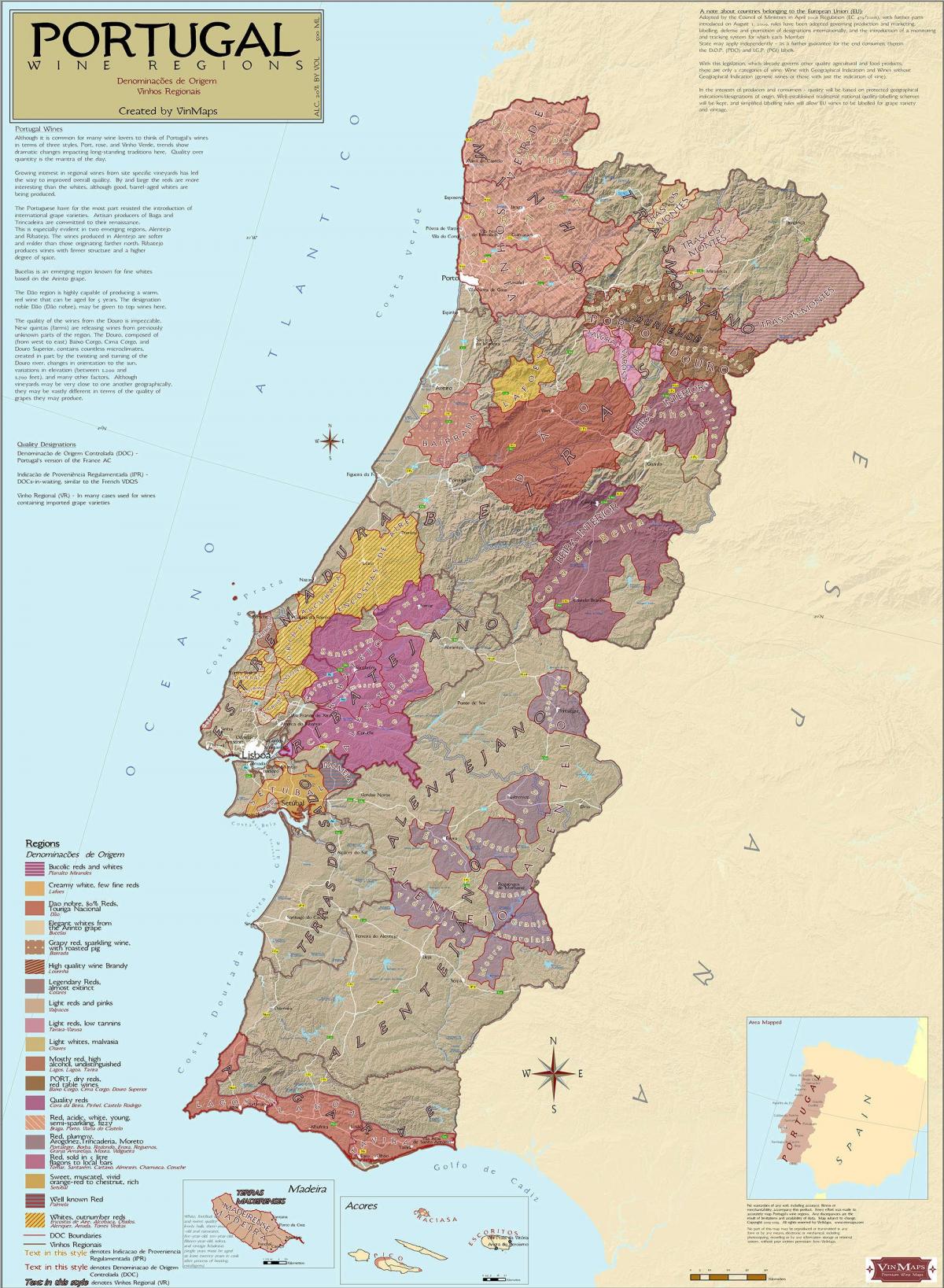 Mapa das vinhas de Portugal