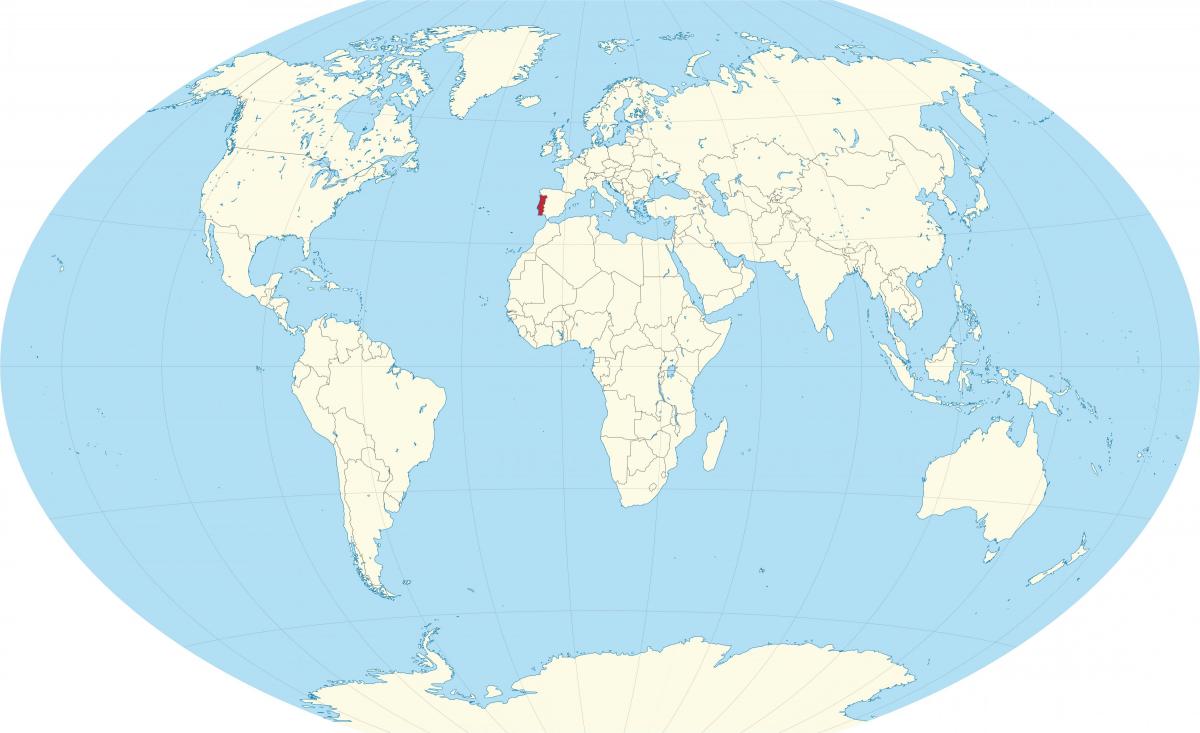 Localização de Portugal no mapa do mundo